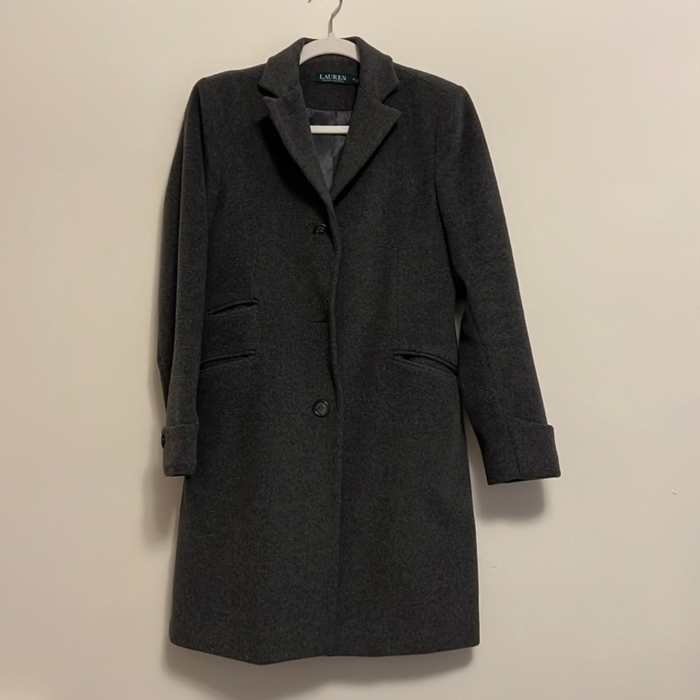Ralph Lauren wool coat in grey, size 0, XS